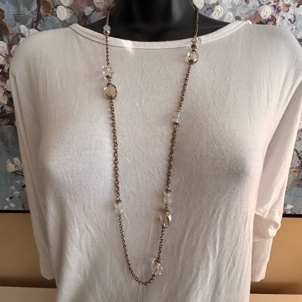 Loft Gold and Clear Beaded Necklace